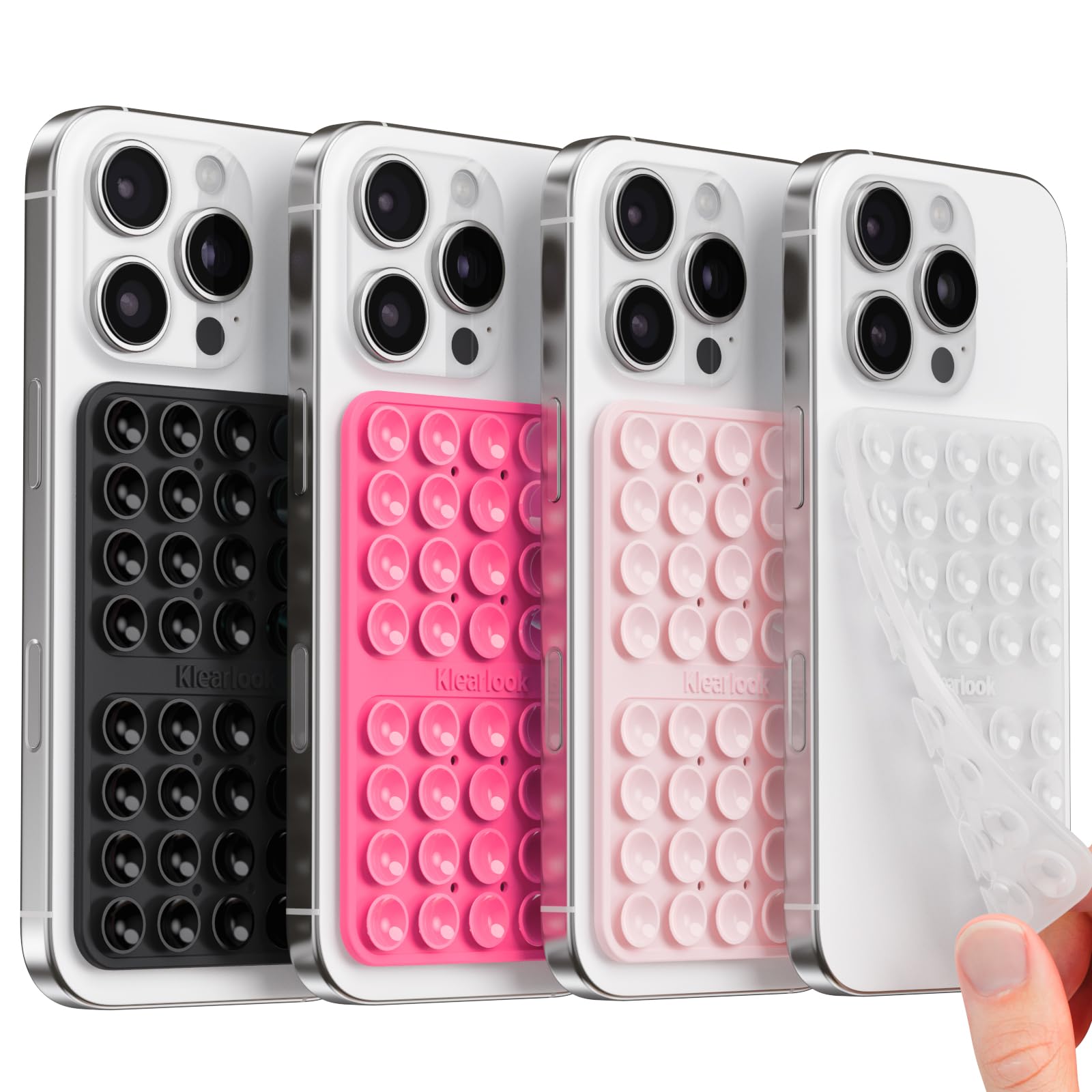 Klearlook Silicone Suction Cup Phone Case Mount Double Sided, Sticky Phone Grip with Higher Suction Power for Cell Phone, Hands-Free Phone Accessories Holder for Selfies and Videos, Transparent